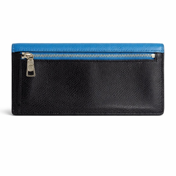 Coach Colorblock Blue & Navy Leather Snap Flap Wallet - Picture 2 of 7